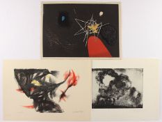 FATHWINTER, "Netzstrukturen", Radierung, 25 x 32, 1967, signiert, und zwei Arbeiten von Gerhard
