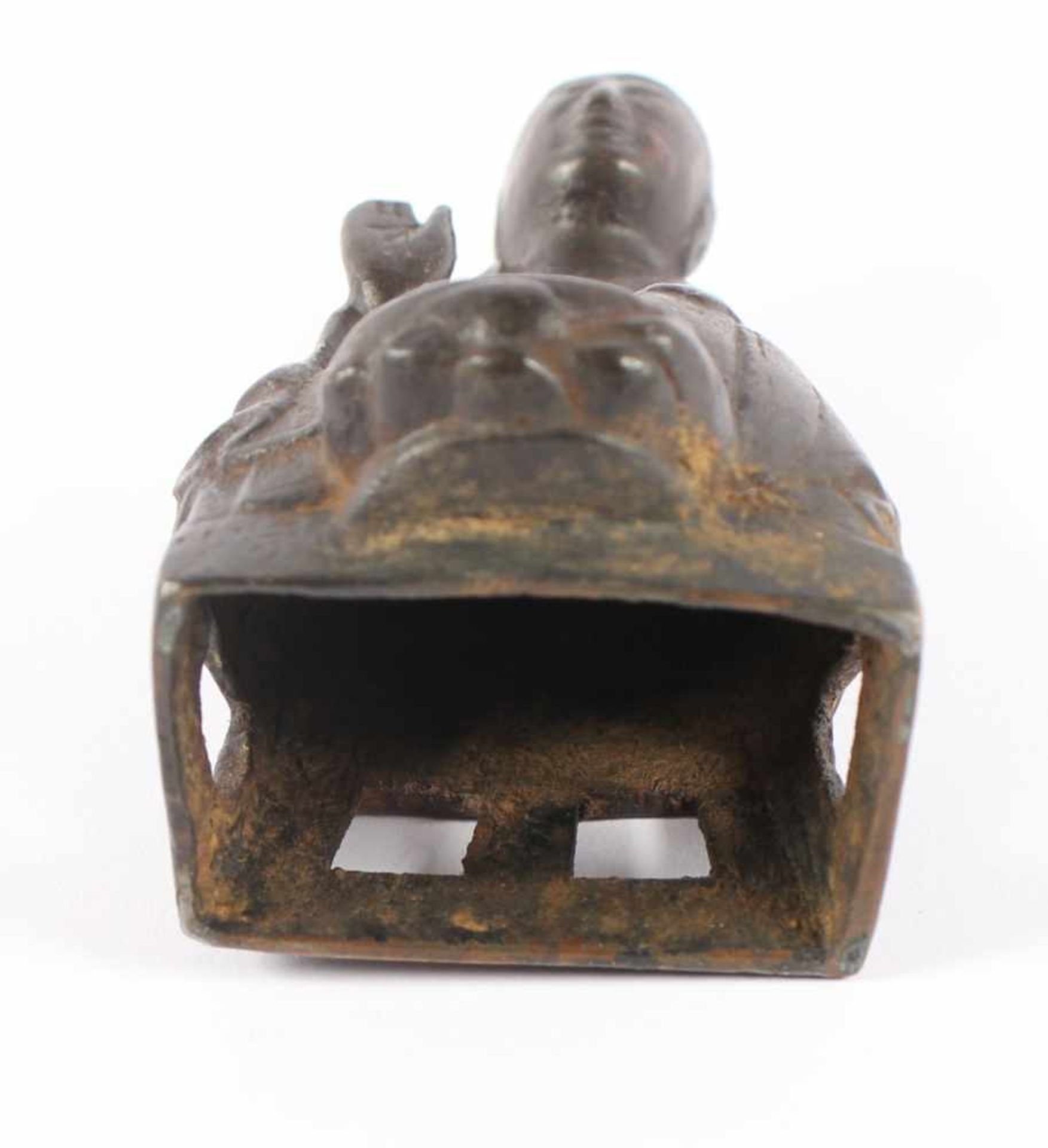 ADORANT, Bronze, braun patiniert, Reste einer Fassung, H 9,5, CHINA, Qing-Dynastie- - -22.00 % - Image 4 of 4