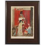 BACHMANN, Otto, "Magier", Original-Farblithografie, 52 x 36, nummeriert 133/150, handsigniert, R.- -