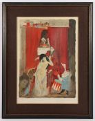 BACHMANN, Otto, "Magier", Original-Farblithografie, 52 x 36, nummeriert 133/150, handsigniert, R.- -