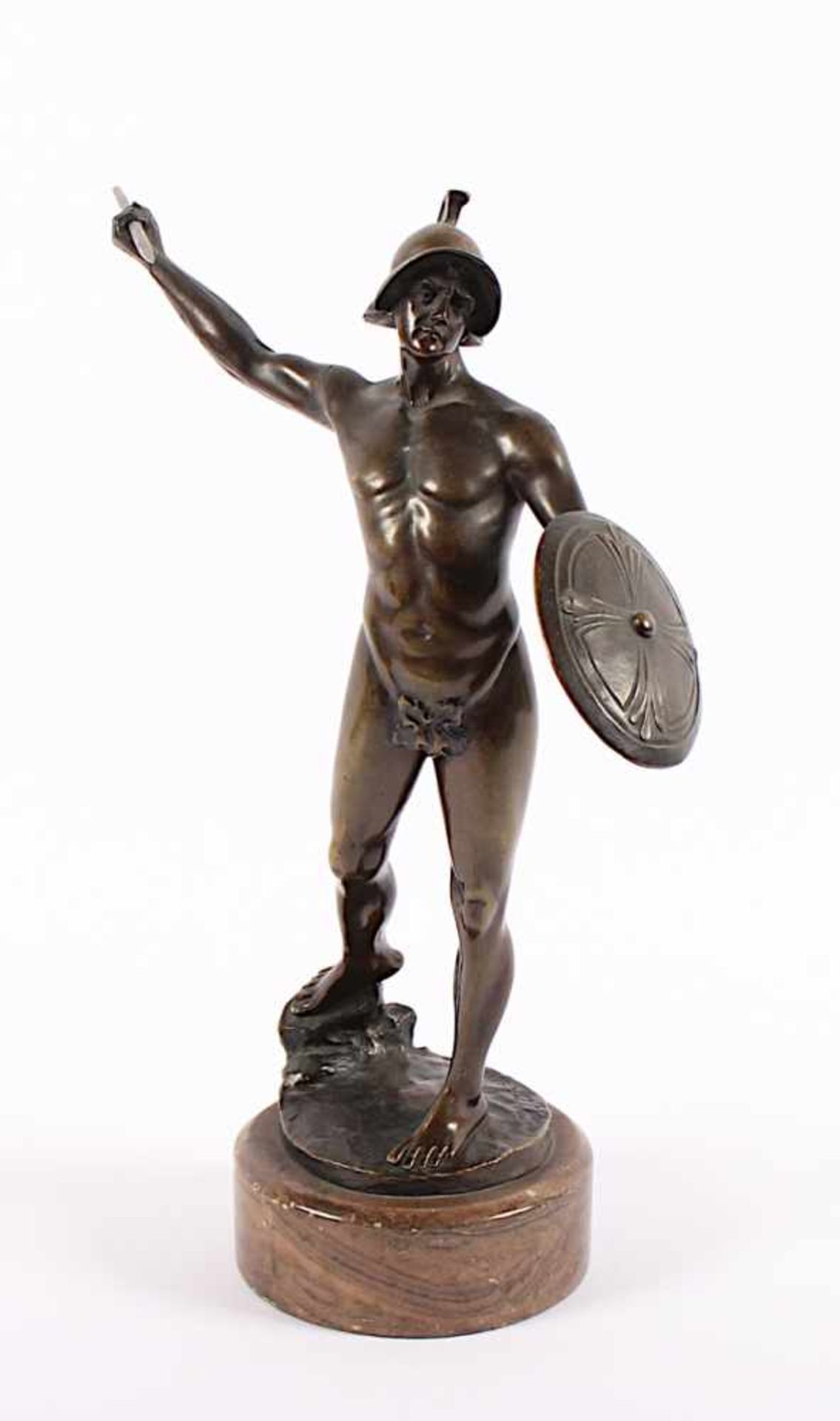 FÜLLBORN, E., "Griechischer Krieger", Bronze, H 27, auf dem Stand signiert, dort Gießerstempel " - Image 2 of 4