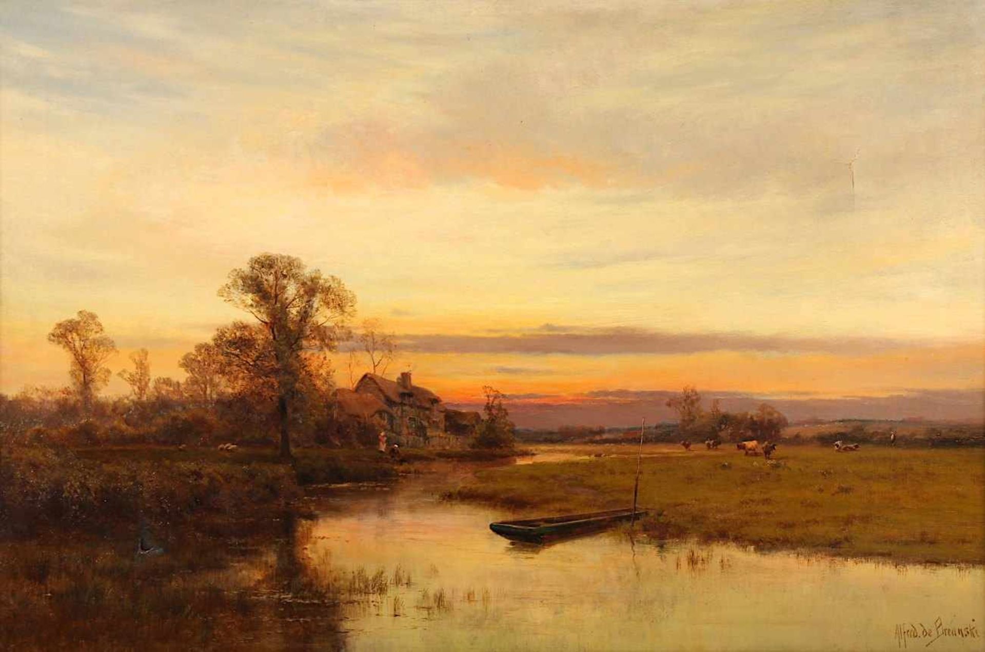 BREANSKI, Alfred de (1852-1928), "Blick auf den Fluss Loddon bei Wargrave", Öl/Lwd., 61 x 91, besch.