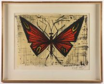 BUFFET, Bernard, "Le papillon", Original-Farblithografie, 51 x 67, nummeriert 100/150, handsigniert,