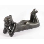 KLUTH, Karl, "Liegendes Mädchen", Bronze, L 34, signiert, H 15- - -22.00 % buyer's premium on the