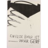 SONDERBORG, K.R.H., "Ein feste Burg ist unser Genf", Farblithografie, 87 x 60, Plakat, handsigniert,