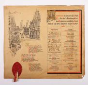TISCHKARTE GÜRZENICH 1880 zur Vollendungsfeier des Kölner Domes, Lithografie auf Papier, Siegel,