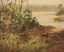PUCINSKI, Viktor (1882-1952), "Enten am Ufer", Öl/Lwd., 40 x 50, min.besch., unten rechts