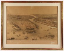 PLAN VON MANHATTEN/NEW YORK, Birds eye view of New York and Brooklyn, Lithografie, 54 x 80,