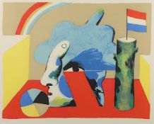 ANTES, Horst, "Kopf mit Regenbogenfarbe", Original-Farblithografie, 42 x 54, nummeriert 54/75,