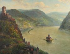 SOMMER, Jörg (Düsseldorfer Maler, *1881), "Der Rhein bei Kaub", Öl/Lwd., 80 x 100, unten rechts