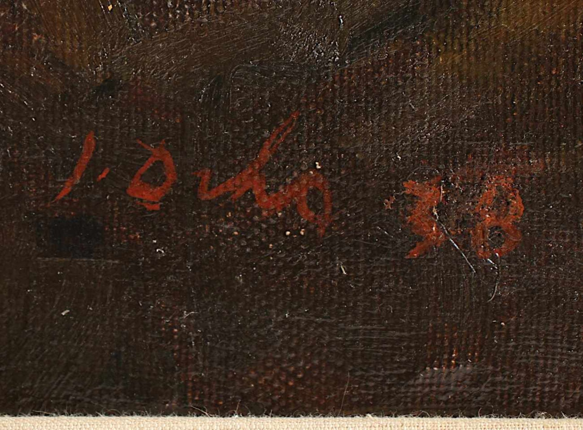 DRHA, Josef (1912-2009), "Arbeiter an den Schmelzöfen", Öl/Lwd., 70 x 100, unten rechts signiert und - Bild 3 aus 4