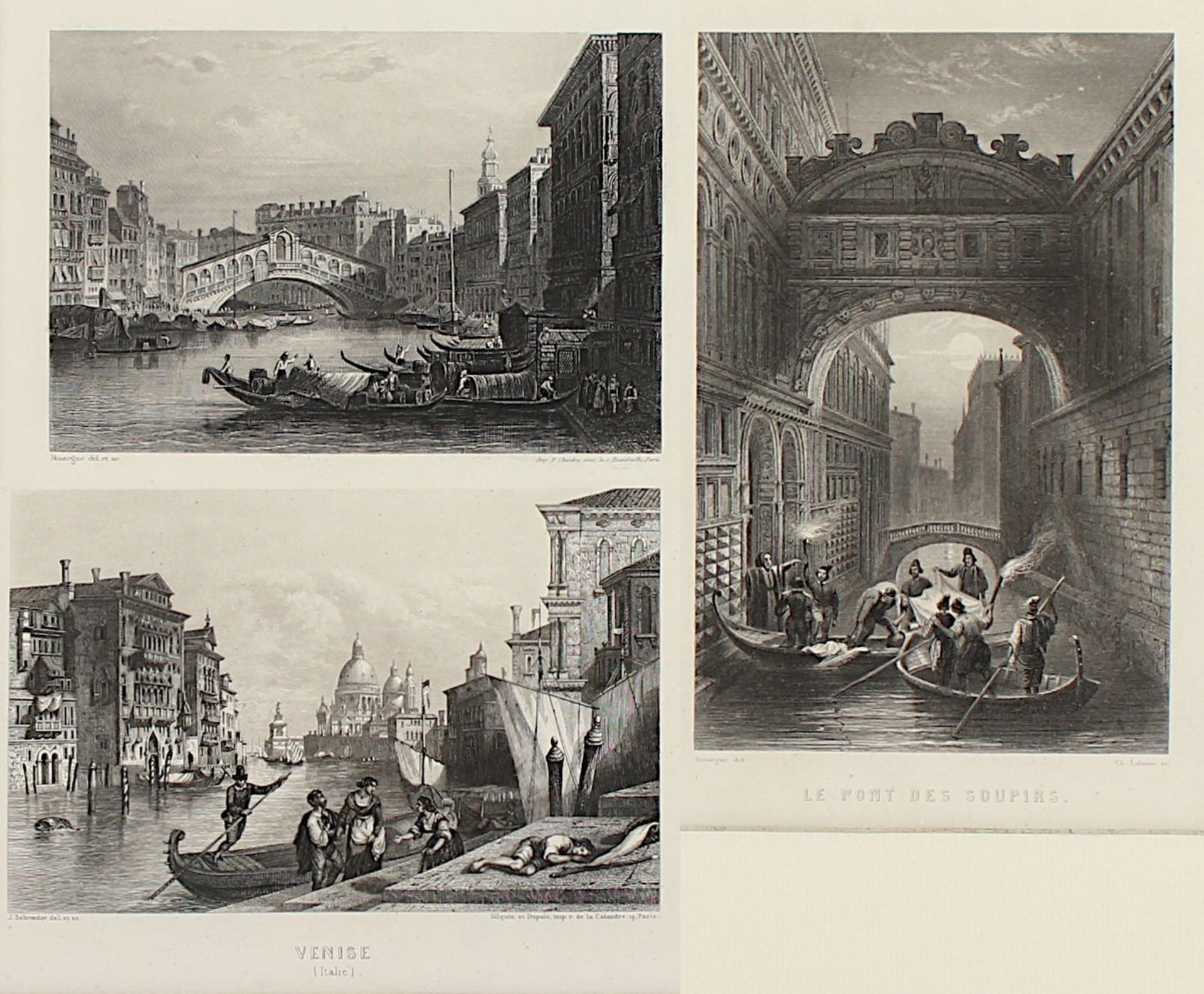 VENEDIG, 3 Ansichten, Stahlstiche, ca. 18 x 11, um 1850, R.- - -22.00 % buyer's premium on the - Bild 2 aus 2