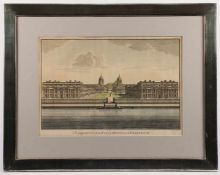 GREENWICH, ".. Royal Hospital at Greenwich", kolorierter Kupferstich, 34 x 51,5, von B.Cole, 18.Jh.,