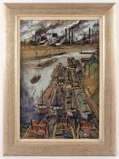 VAN VLAARDINGEN, Clement (1916-1972), "Industriehafen", Gouache/Malkarton, 60 x 40, unten rechts