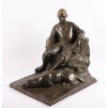 HAMMERSCHMIDT, Josef (1873 Münster - 1926 Düsseldorf), "Wilmar Laute mit Hund", Bronze, H 43,