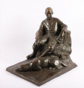 HAMMERSCHMIDT, Josef (1873 Münster - 1926 Düsseldorf), "Wilmar Laute mit Hund", Bronze, H 43,