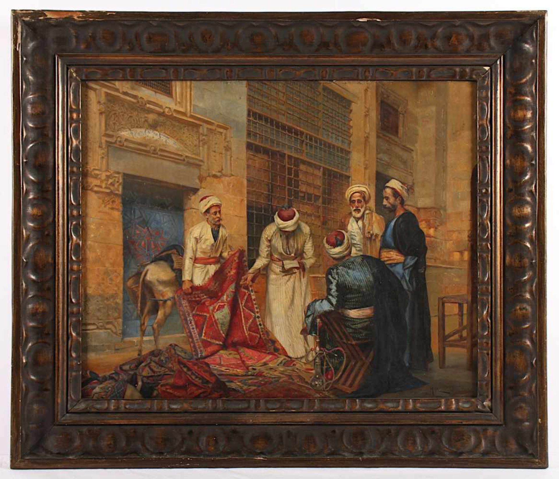 CAULIER, Hans Paul (Münchner/Hamburger Maler um 1900), "Arabische Teppichhändler präsentieren ihre - Bild 2 aus 4