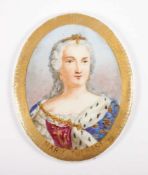 MINIATUR "MARIA THERESIA", polychrom gemaltes und bez. Brustportrait nach rechts als Kaiserin von