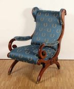 FAUTEUIL, Mahagoni, Polsterung erneuert, H 108, FRANKREICH, 1.H.19.Jh.- - -22.00 % buyer's premium