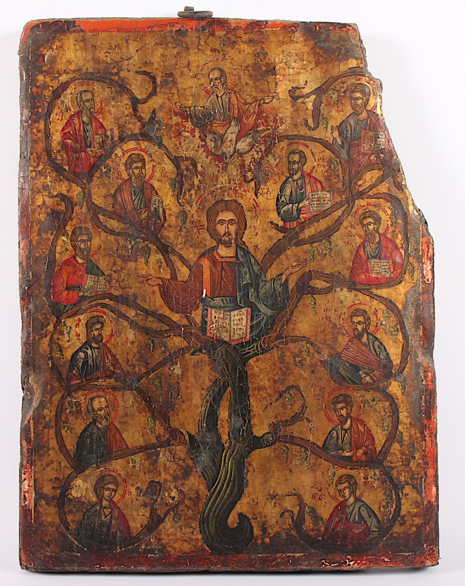 IKONE, "Ambelos (Wurzel Jesse) - Christus mit den 12 Aposteln", in der Mitte Jesus Christus in einem