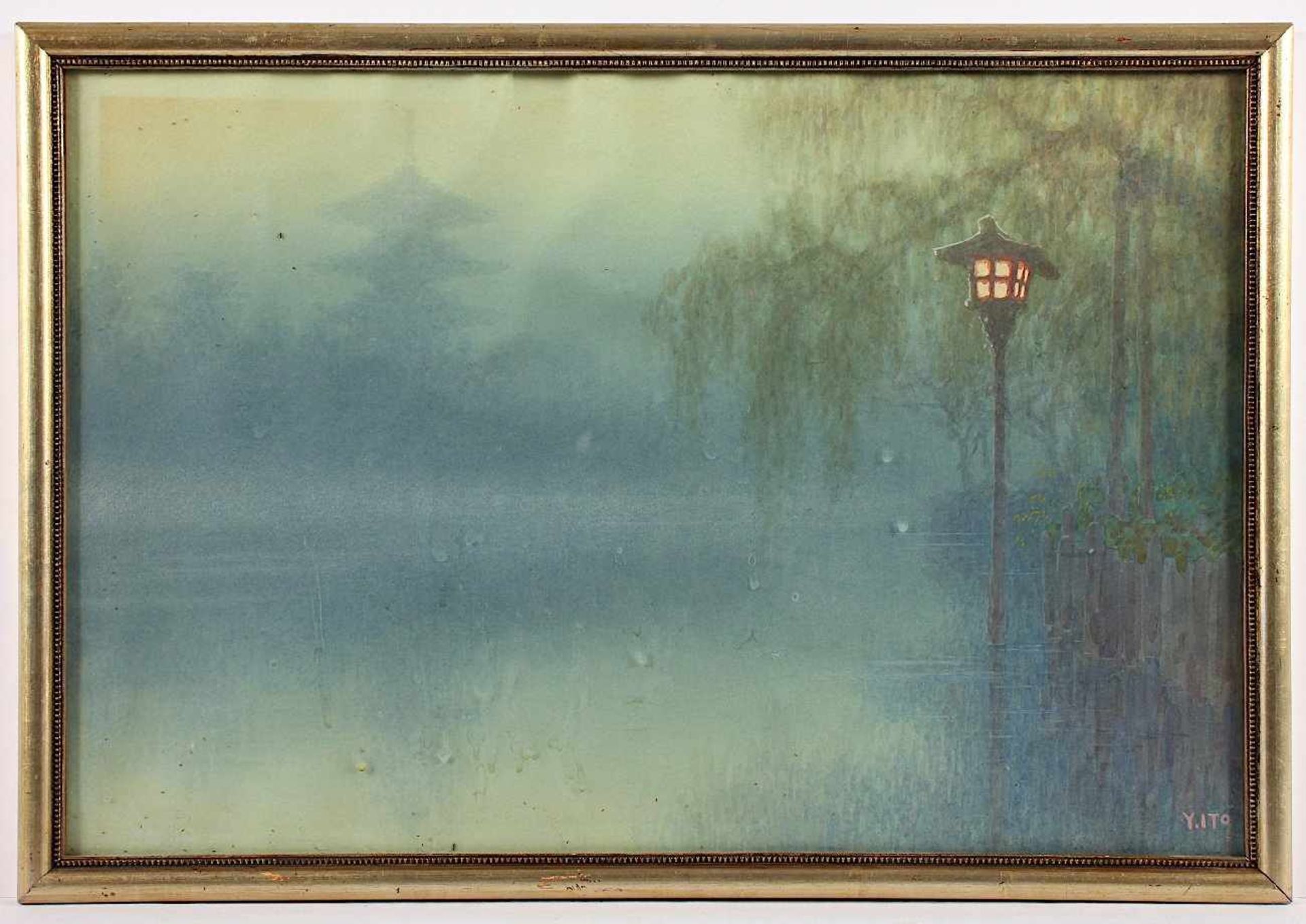 YUHAN ITO (1867-1942), Landschaft mit Laterne und Tempel, Aquarell auf Papier, 32 x 49, min.