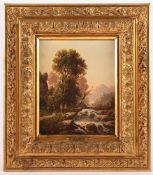 ZOPF, Julius (1838-1897), "Landschaft mit Bachlauf", Öl/Holz, 26,5 x 21, unten rechts signiert,