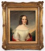 PORTRAITMALER UM 1840, "Bildnis einer jungen Frau", Öl/Lwd., 44 x 37, besch., R.- - -22.00 % buyer's