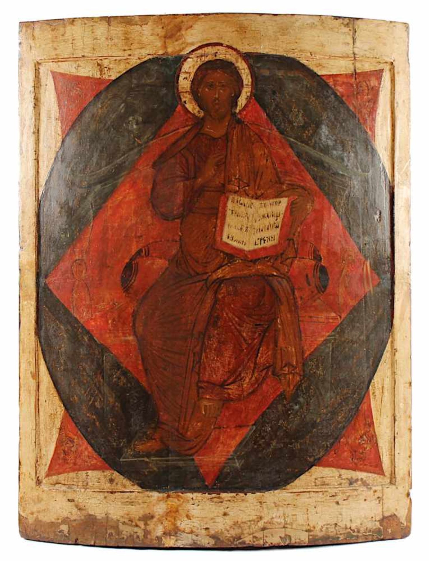 GROSSE IKONE, "Christus Pantokrator", Tempera/Holz, 87 x 66, besch., rest., RUSSLAND, wohl 16.Jh.,