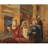 CAULIER, Hans Paul (Münchner/Hamburger Maler um 1900), "Arabische Teppichhändler präsentieren ihre