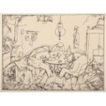 GROSZ, Georges, "Apachen", Lithografie, ca. 23 x 23, Blatt aus "Ecce homo", Malik-Verlag, Berlin,