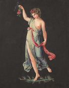 ZEICHNER UM 1800, "Figur aus der griechisch-römischen Mythologie", Gouache/Papier, 49 x 36- - -22.00