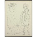 PICASSO, Pablo, "Au bain. Femme au chapeau à fleurs et femme drapée dans une serviette", 1934