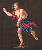 ZEICHNER UM 1800, "Figur aus der griechisch-römischen Mythologie", Gouache/Papier, 49 x 36,