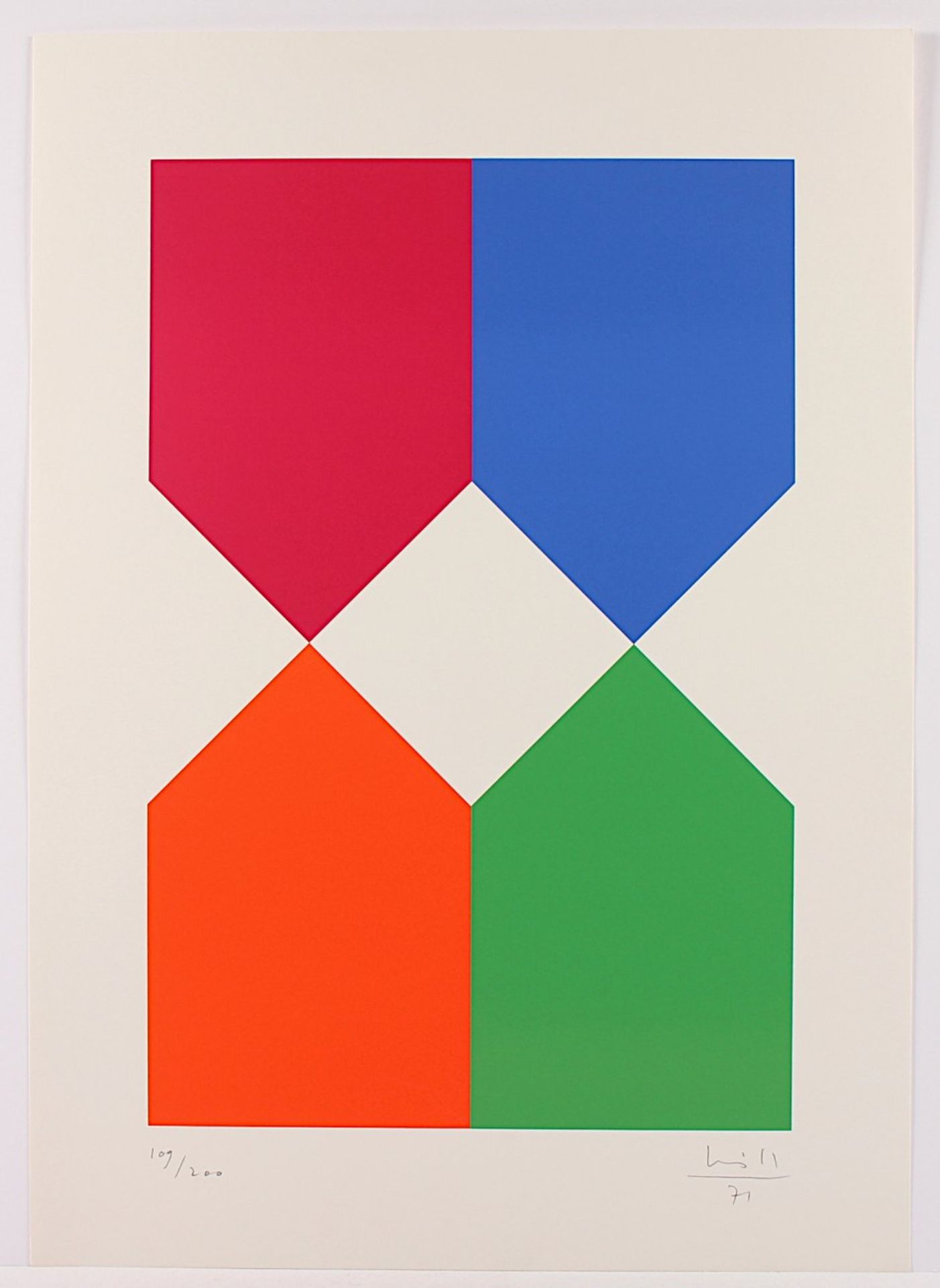 BILL, Max, "o.T.", Farbserigrafie, 54 x 36, nummeriert 109/200, handsigniert und datiert 1971,