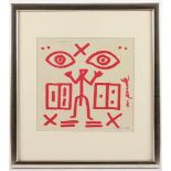 PENCK, A.R., "Standart 1", Serigrafie auf Leinen, 25 x 25, 1985, Druckprobe, handsigniert, R.- - -