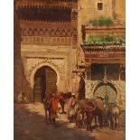 BOUCHOR, Joseph-Félix (1853-1937) "Blick auf die Fontaine Nejjarine in Fès", Öl/Lwd., 47 x 38,5,