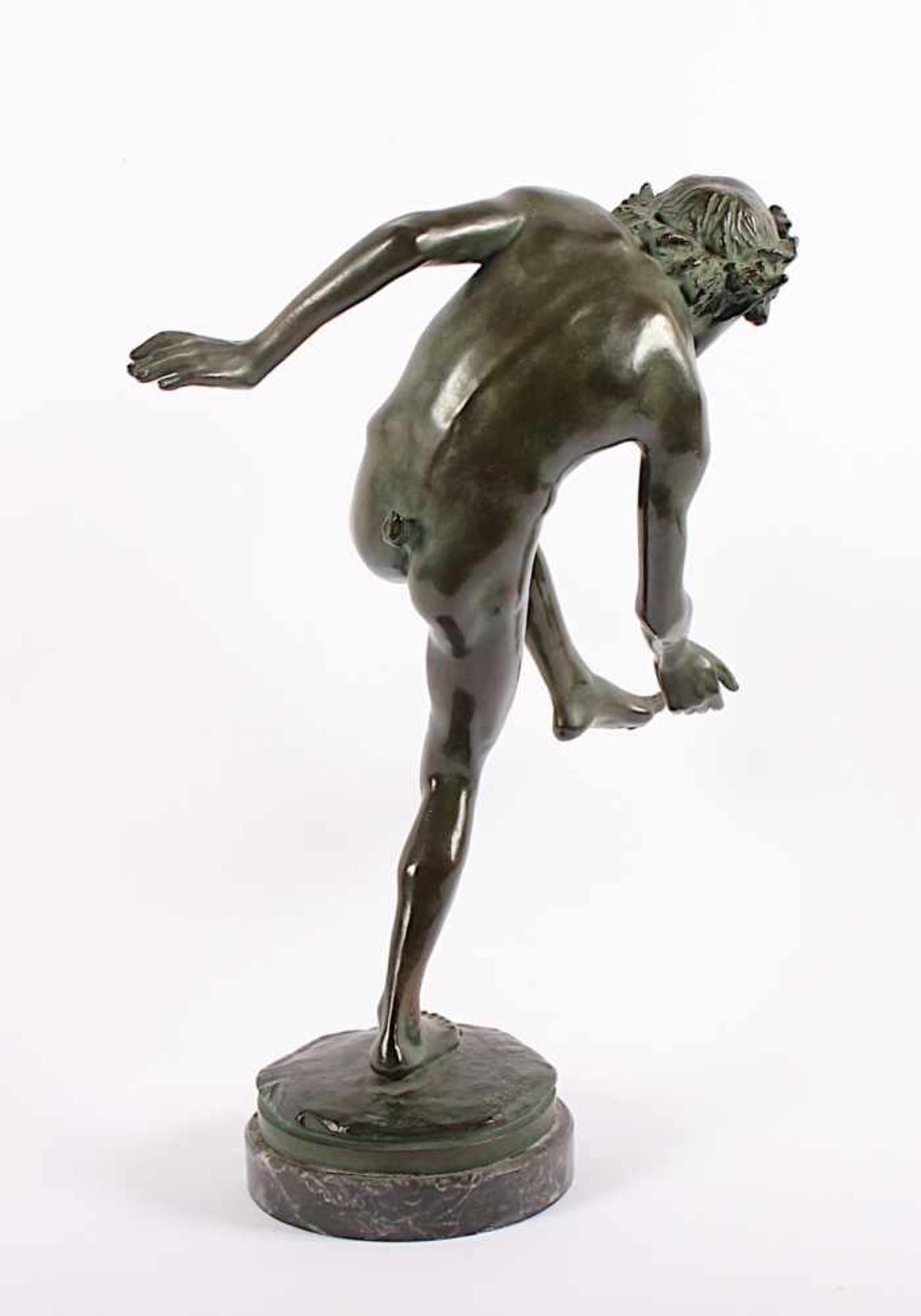 SEFFNER, Carl Ludwig (1861-1932), "Tanzender Faun", Bronze, H 36, auf der Standfläche signiert, - Bild 3 aus 5