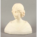 PUGI, Guglielmo, "Mädchenbüste", Alabaster, H 22, verso signiert- - -22.00 % buyer's premium on