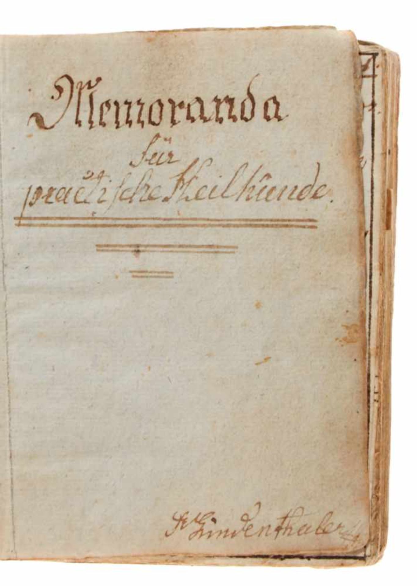 Pharmazeutisches Rezeptbuch "Memoranda für practische Heilkunde". Lateinische Handschrift auf - Bild 3 aus 4