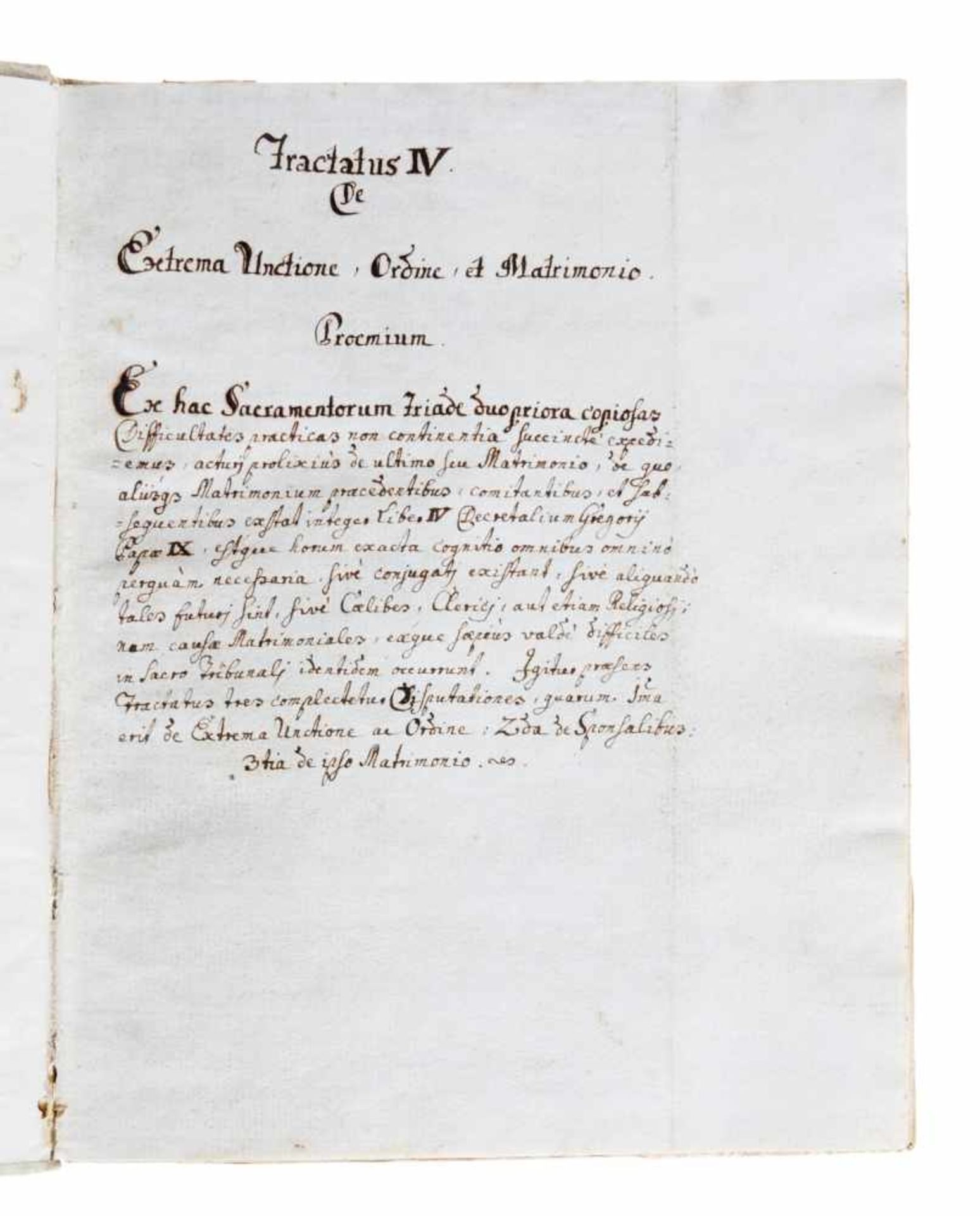 Irenik Bremen "De Extrema Unctione, Ordine, et Matrimonio." Lateinische Handschrift auf Papier. Wohl - Bild 2 aus 4