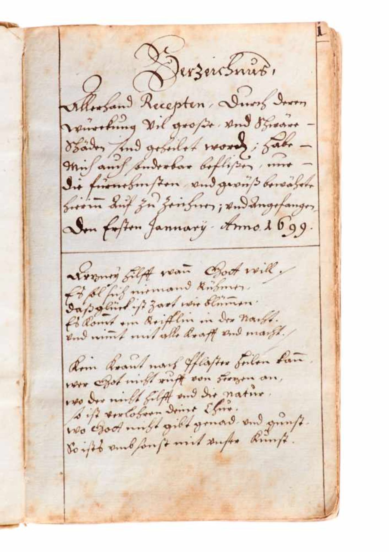 Arzneibuch "Verzeichnus allerhand Recepten". Deutsche Handschrift auf Papier.Wohl Schweiz, dat. - Bild 2 aus 3