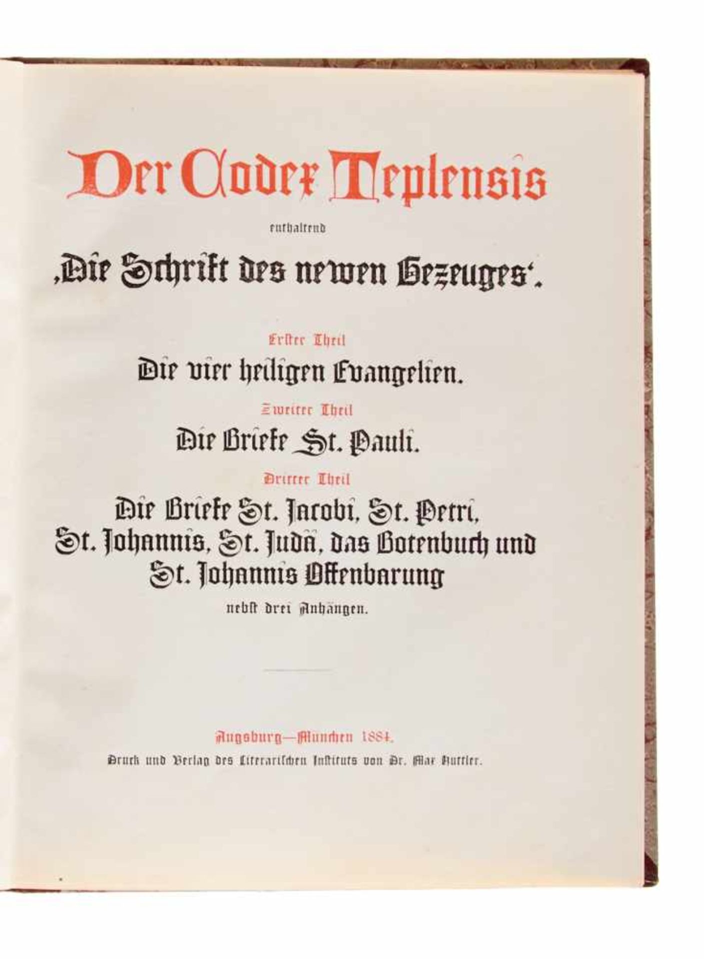 Biblia Germanica Novum Testamentum Der Codex Teplensis, enthaltend 'Die Schrift des newen - Bild 2 aus 2