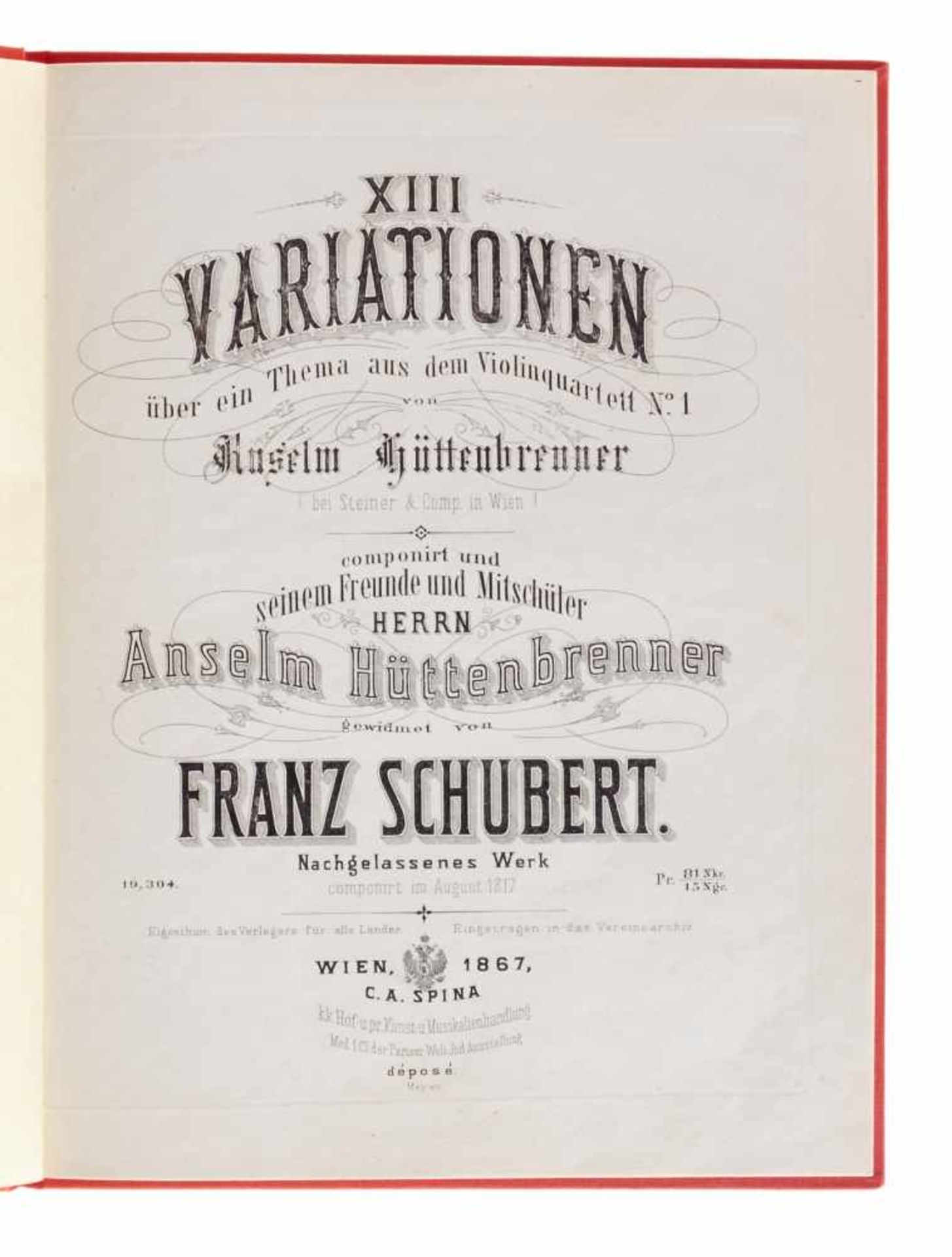 Schubert, F., XIII Variationen über ein Thema aus demViolinquartett No. 1 von Anselm - Bild 2 aus 2
