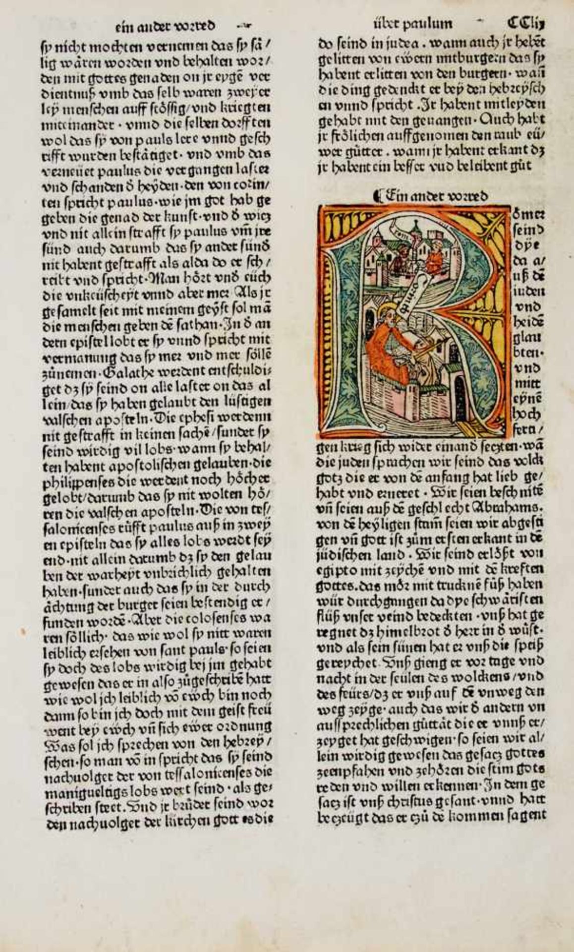 Inkunabelblätter Biblia Germanica Achte deutsche Bibel - Daraus ein Textblatt mit großer