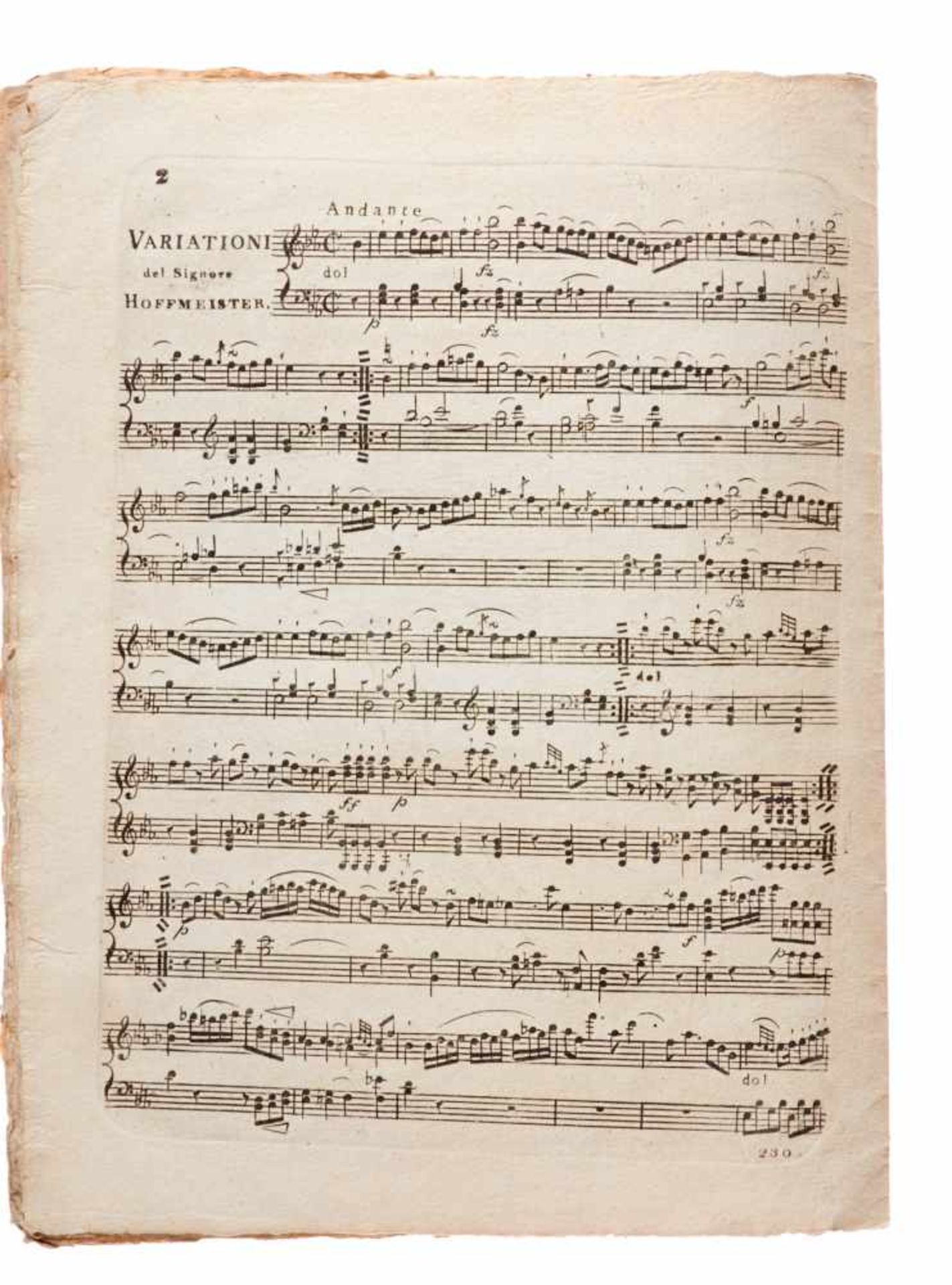 Hoffmeister, (F. A.), (J.) Vanhal und (M.) Clementi, Variations pour le Clavecin ou Piano-Forté. - Bild 2 aus 2