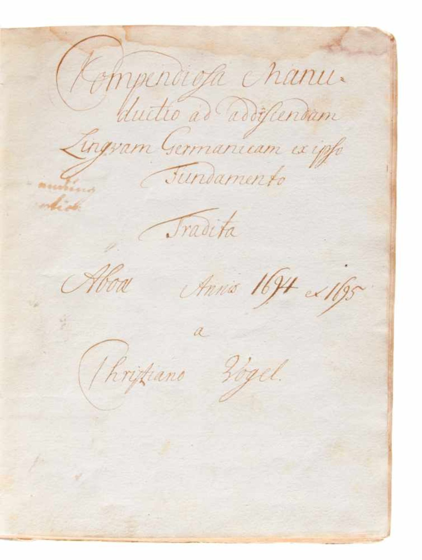 "Compendiosa manuductio ad addiscendam linguam Germanicam ex ipso fundamento tradita annis 1694 et - Bild 2 aus 3