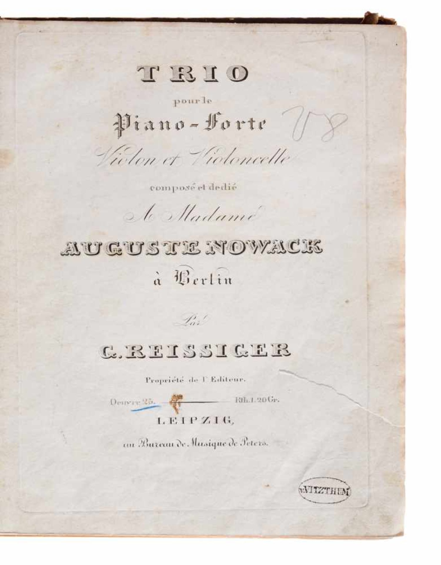 Reissiger - Sammlung der Klaviertrios Nr. 1-10 in ersten undfrühen Ausgaben in drei Bänden der - Bild 2 aus 3