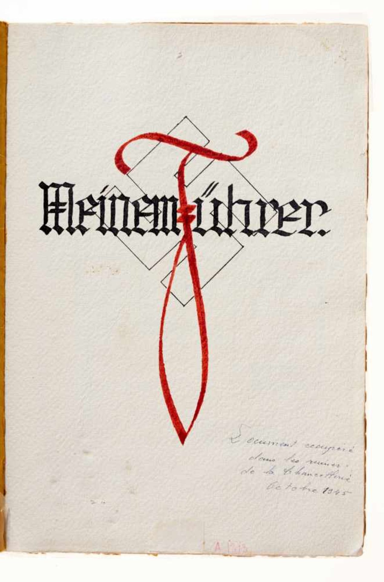 "Meinem Führer." Deutsche Handschrift auf Papier. Dat. Bremen1935. Fol. (33,8 x 24,9 cm). Mit 3 - Bild 2 aus 8