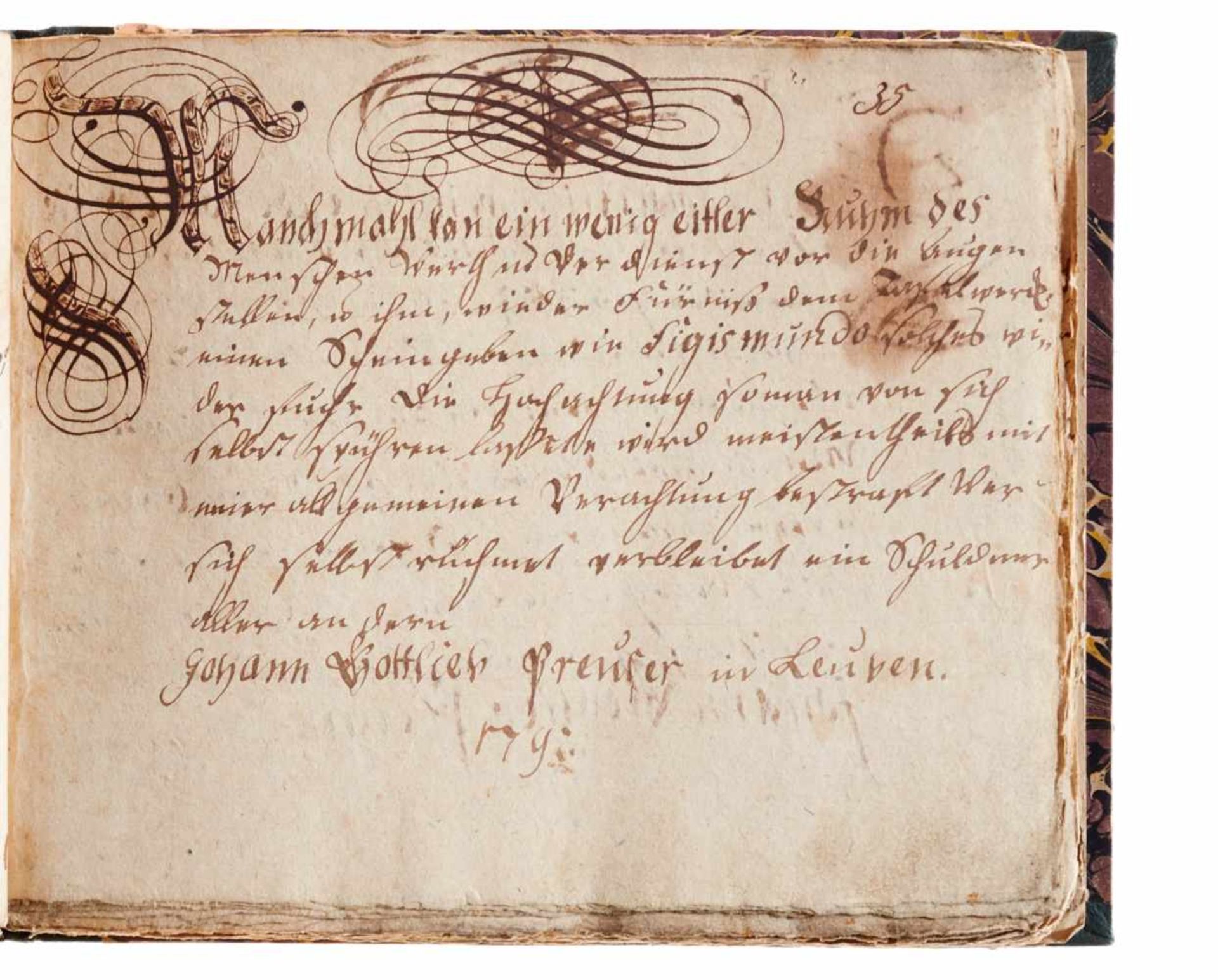 Schreibübungen von Johann Gottlieb Preusser. Deutsche Handschrift auf Papier.Dat. Leuben ( - Bild 3 aus 5