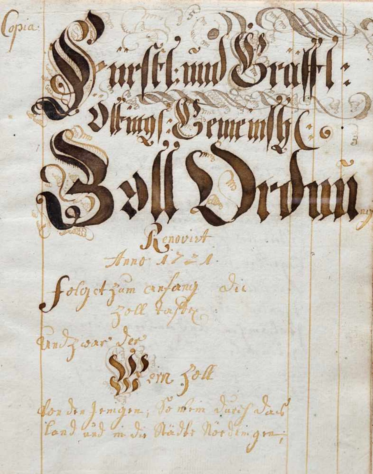 Oettingen Trochtelfingen Sammelhandschrift mit Abschriften der "Fürstl(ichen) undGräffl(ichen) - Bild 2 aus 4